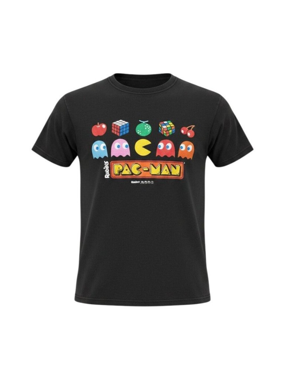 Gildan Women's Black Pac-Man & Rubiks Cube Graphic T-Shirt Small